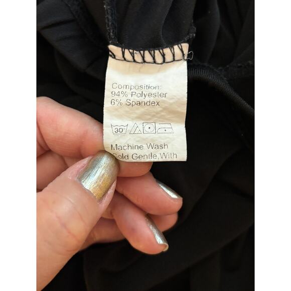 Shein Black Flare Leg Pants Ruched Front Drawstring Women’s S-M - Picture 7 of 8